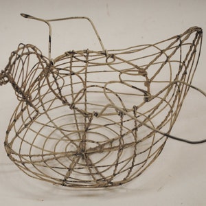 Vintage Wire Chicken Handled Basket For Holding Eggs and Collecting Eggs