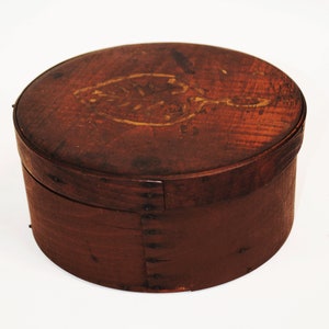 Antique Primitive Bentwood Pantry Box, Original Brown Paint