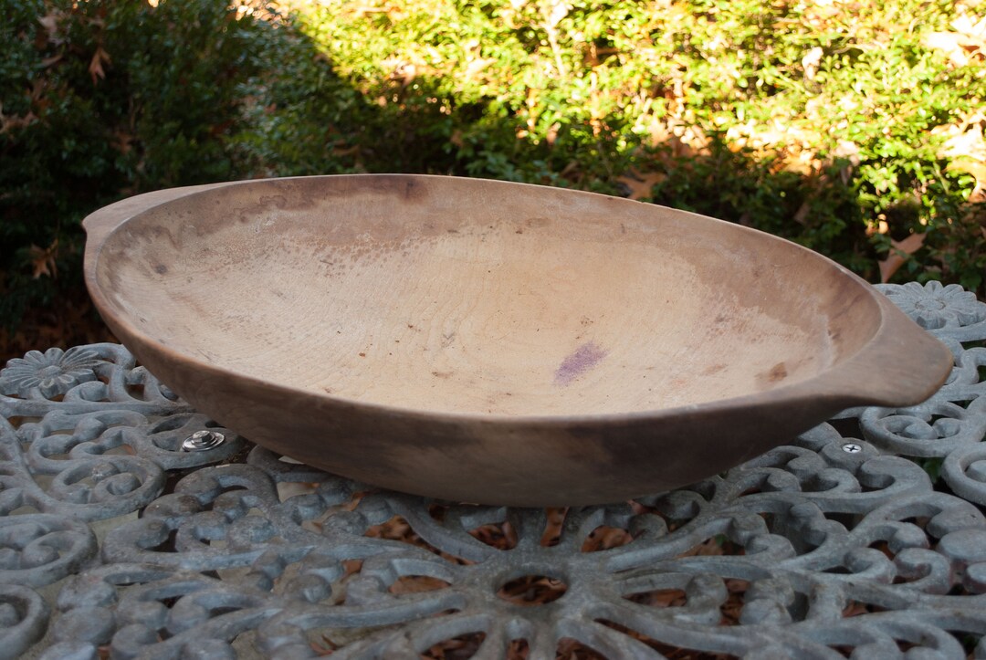 Antique Primitive Dough Bowl Trencher Carved Wood 25 X 14 X 41/2 Etsy