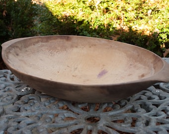 Antique Primitive Dough Bowl Trencher Carved Wood – 25” x 14” x 4-1/2”