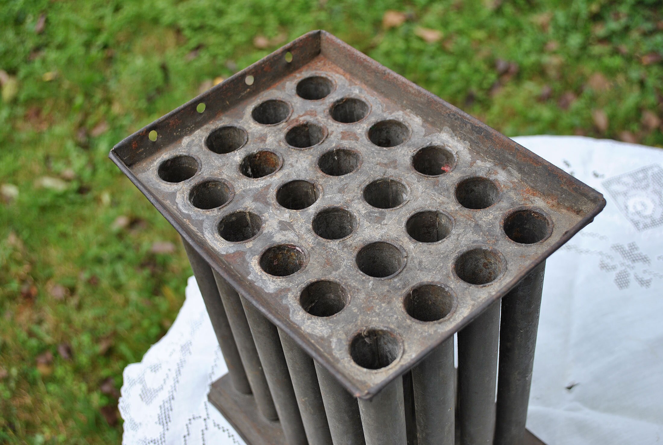 Antique Tin Candle Mold 24 Hole Tin Candle Making Form Rustic