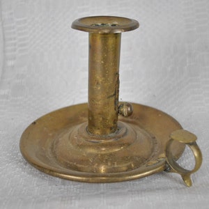 Antique Brass Push Up Candle Stick Holder With Finger Loop