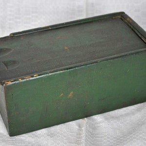 Antique Candle Box, Original Apple Green Paint, Slide Cover Lid