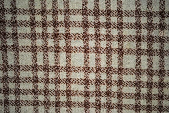 1840's Brown & White Plaid Woolen Homespun Shawl - image 3