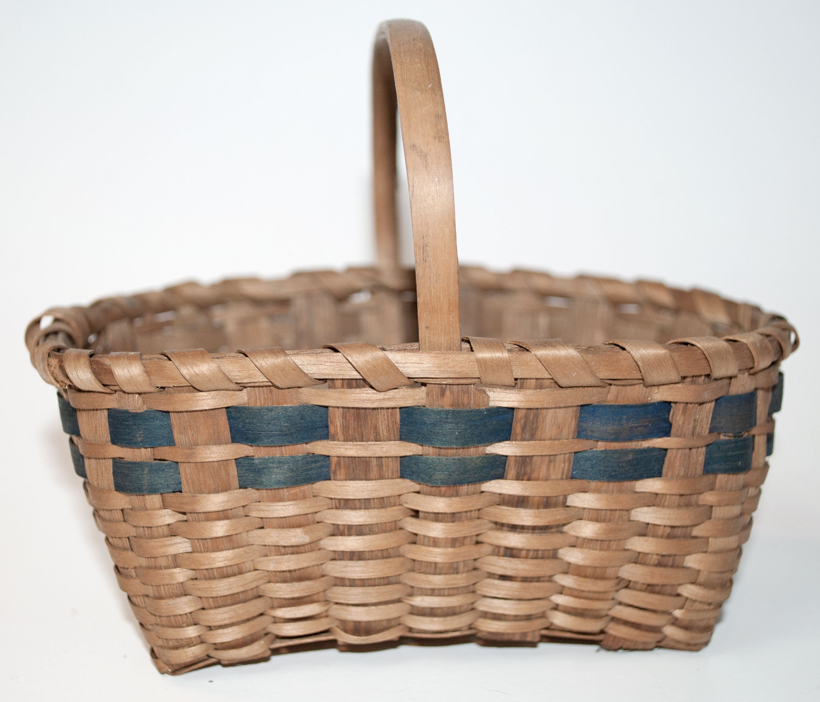 Antique Miniature Bentwood Handle Woven Splint Basket - Etsy
