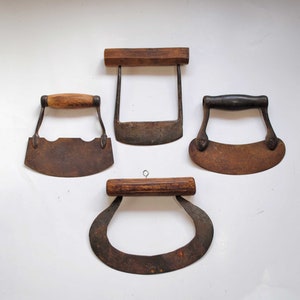 Antique Herb Choppers, Lot of 4,  Primitive Forged Iron, Farmhouse Find