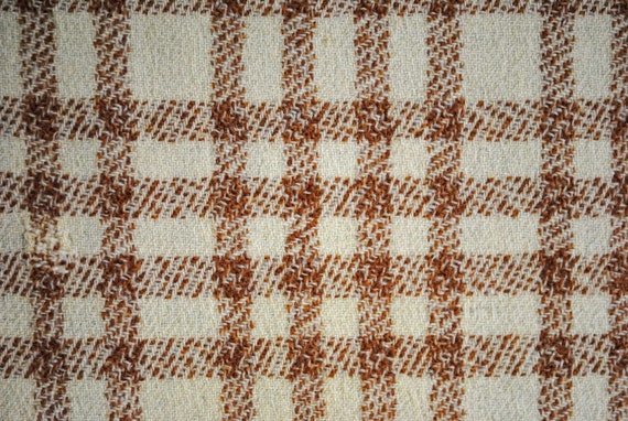 1840's Brown & White Plaid Woolen Homespun Shawl - image 9