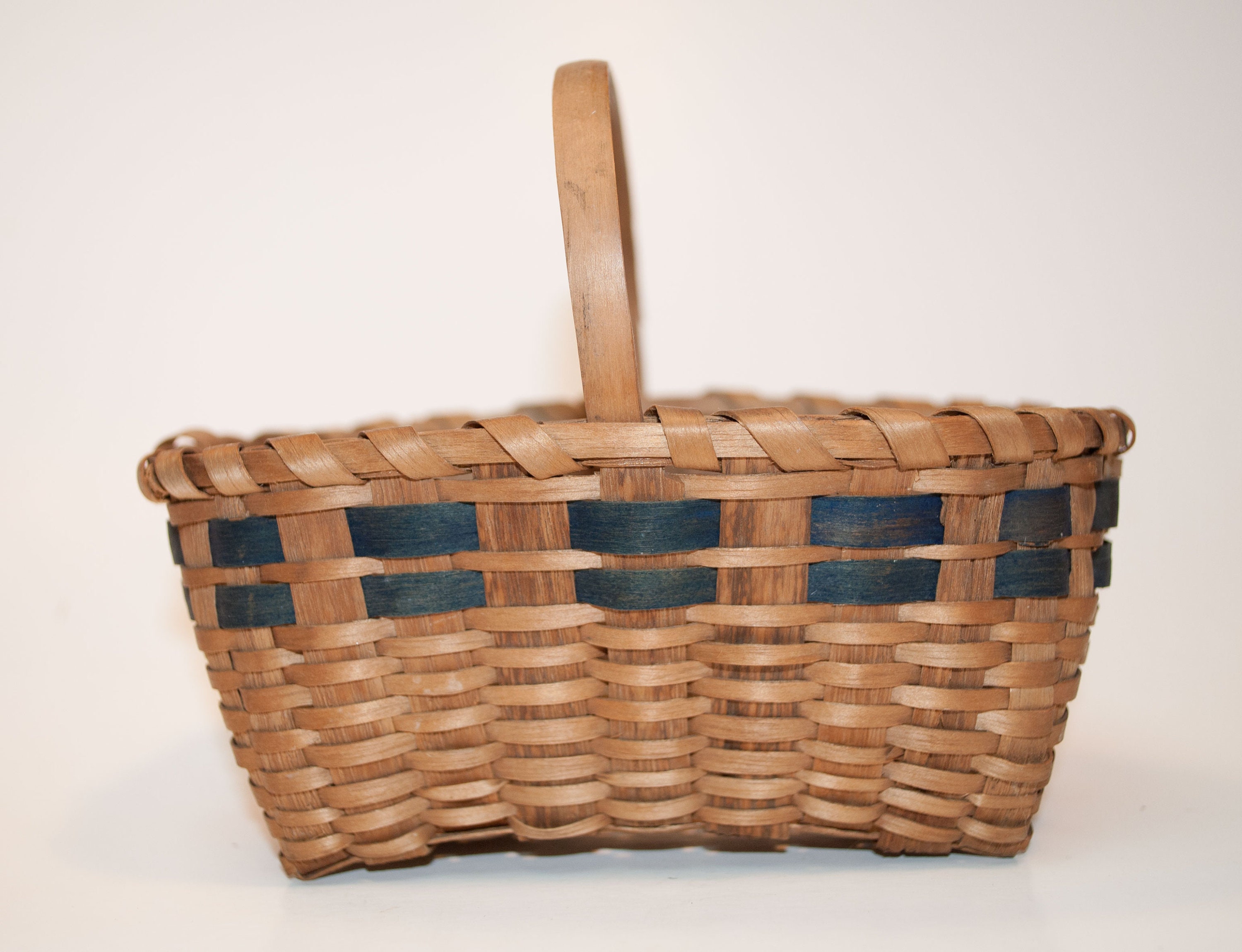 Antique Miniature Bentwood Handle Woven Splint Basket - Etsy