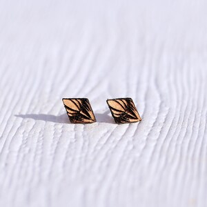 Leather Flower Stud Earrings. Dainty Leather Earrings. Fifth Anniversary Gift Idea for her.