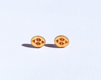 Wood Oval Stud Earrings. Stud Earrings Made of Wood. Small Earring Stud.