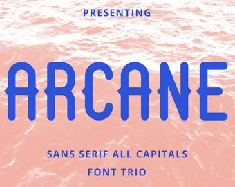 Font, Arcane Digital Font, Sans Serif Digital Font, Digital Download, All Capitals Font, Font Trio, Typeface, Retro Fonts, Invitation