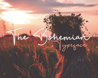 The Bohemian Font, Digital font, Calligraphy font, Script Font,Handwritten font, Wedding font,Brush font, Modern font, Instant download