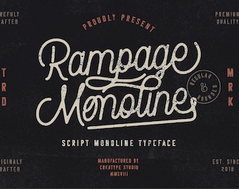 Rampage Monoline Script, Instant Download, Digital Font, Scrapbook, Invitations