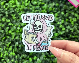 Bookish Kindle Sticker Let Me Read In Peace Vinyl Decal