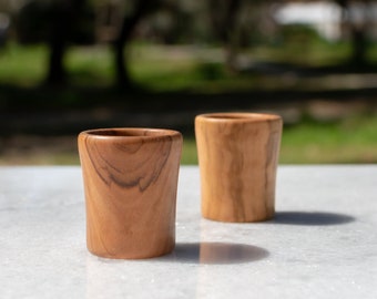 Holz-Schuss-Glas aus Olivenholz | Handgemachte Schuss für Tsipouro