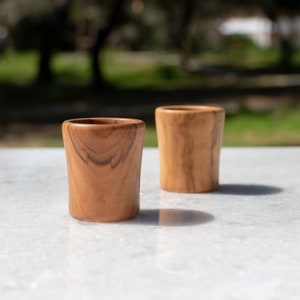 Wooden Shot Glass Made From Olive Wood Handmade shot for tsipouro image 1