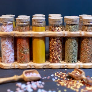Handmade Olive Wood Spice Rack With Spoons
