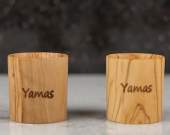 Wooden Shot Glass Made From Olive Wood | YAMAS | Handmade shot for tsipouro and ouzo