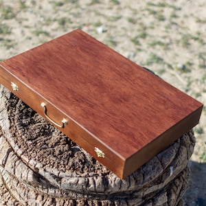 Wooden Backgammon Board Set |Large size|Rose wood| Wooden Handmade Greek Tavli | Wooden Gifts
