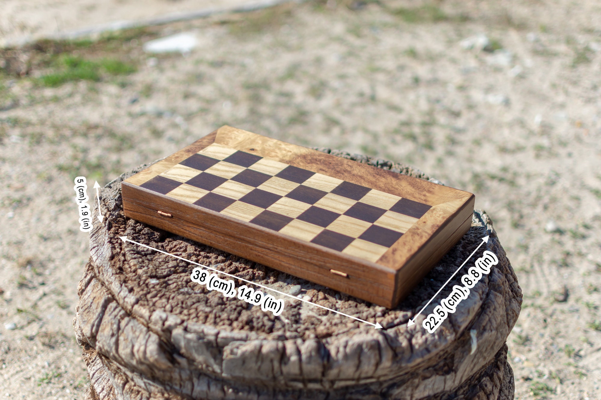 Unique Olive Wood Backgammon and Chess Board Game Set Medium