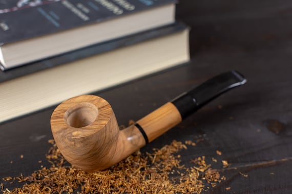 Elegante pipa de fumar tabaco de madera de oliva / pipa de madera hecha a  mano -  España