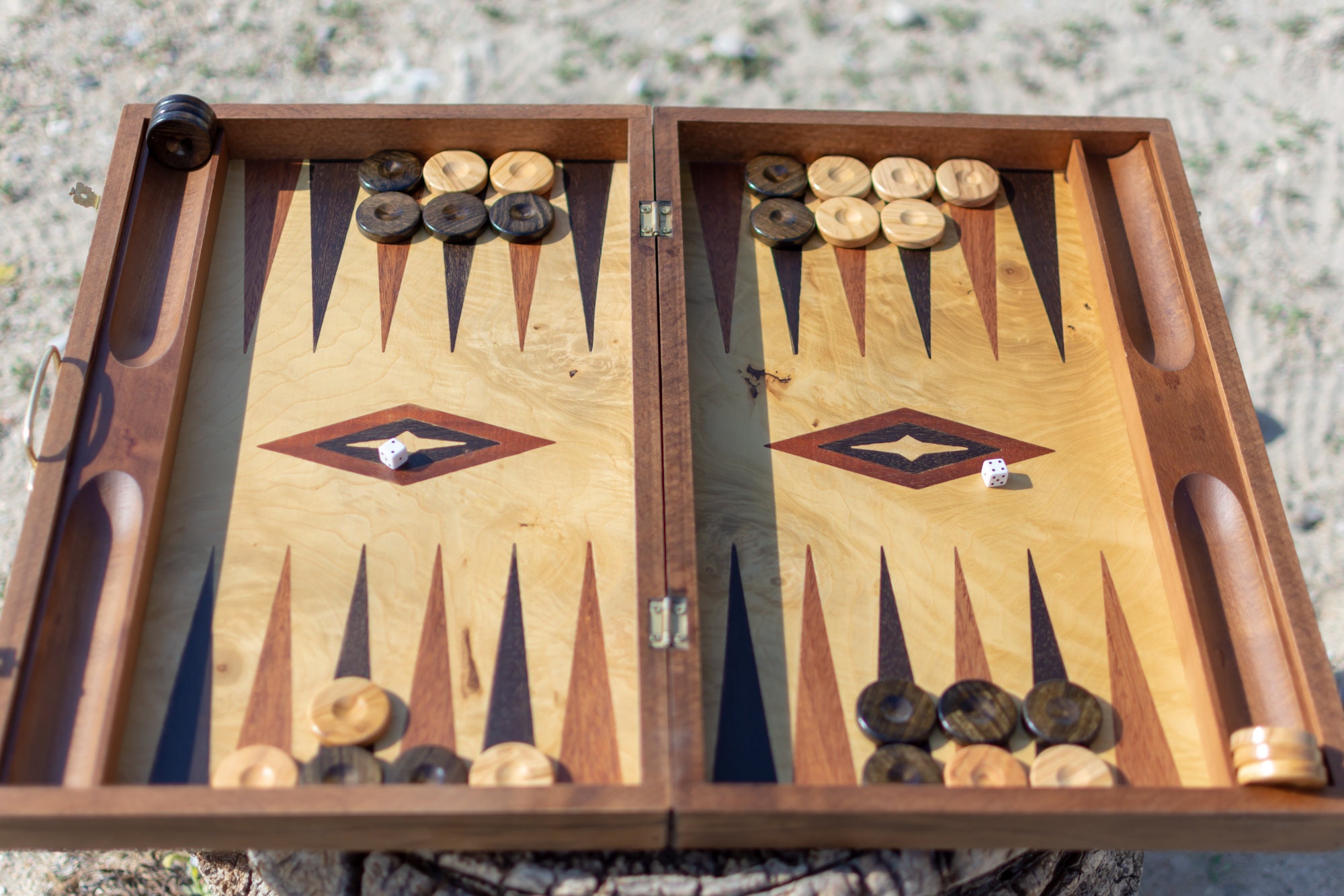 Unique Olive Wood Backgammon and Chess Board Game Set Medium