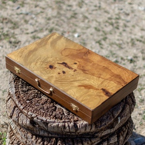 Premium Series From Old Olive Wood Backgammon  Set | Made of Olive Tree Root| Large  Size