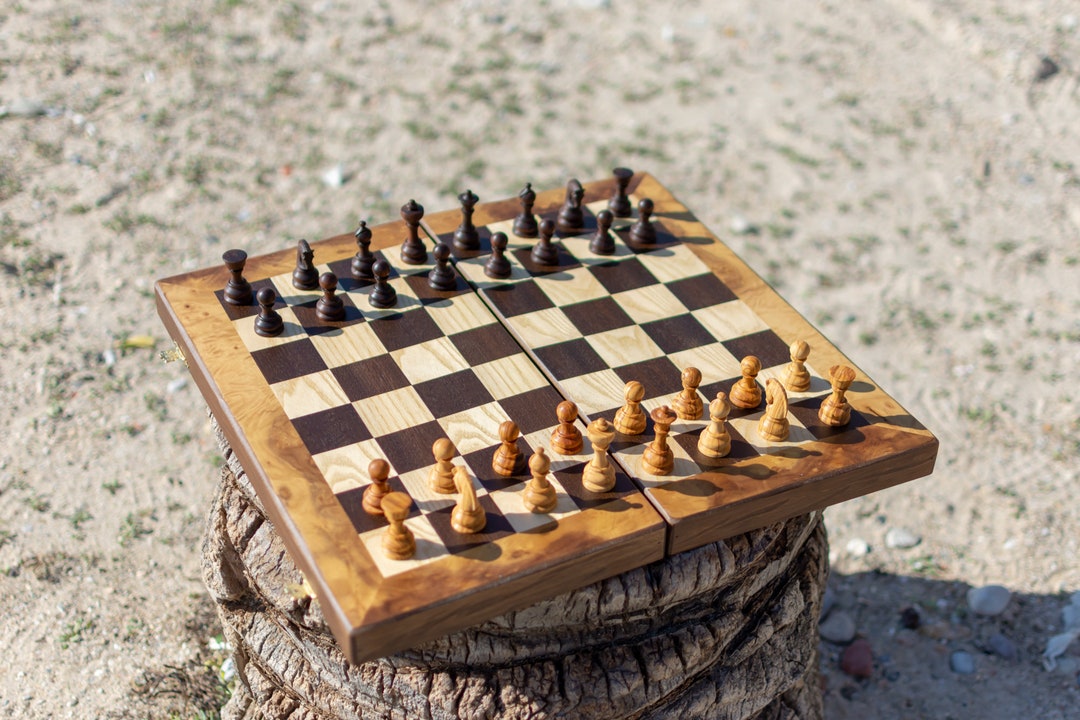 Unique Olive Wood Backgammon and Chess Board Game Set Medium