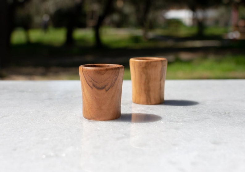 Wooden Shot Glass Made From Olive Wood Handmade shot for tsipouro image 1