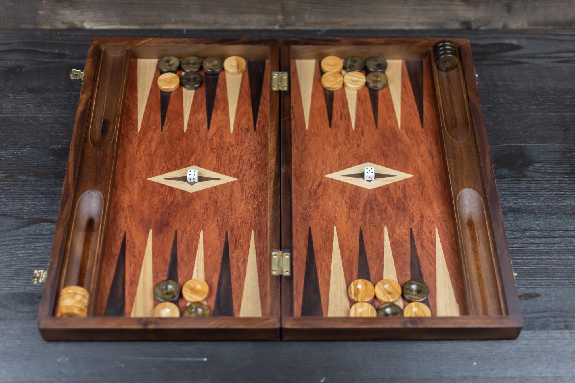 Wooden backgammon board set | rose wood backgammon set | wooden handmade greek tavli | medium size | greek gift | christmas gift