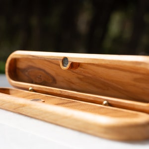 Handmade Olive Wood Pen Case | Unique and Elegant Office Desk Storage Gifts