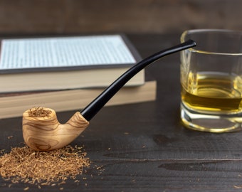 Modern Wooden Tobacco Smoking Pipe in elegant design | Handmade Olive Wood Pipe | Unique Wooden Pipes