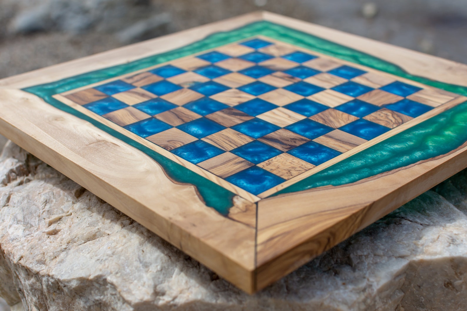 Wood Epoxy Resin Chess Board Game Set Handmade Chess Board Etsy
