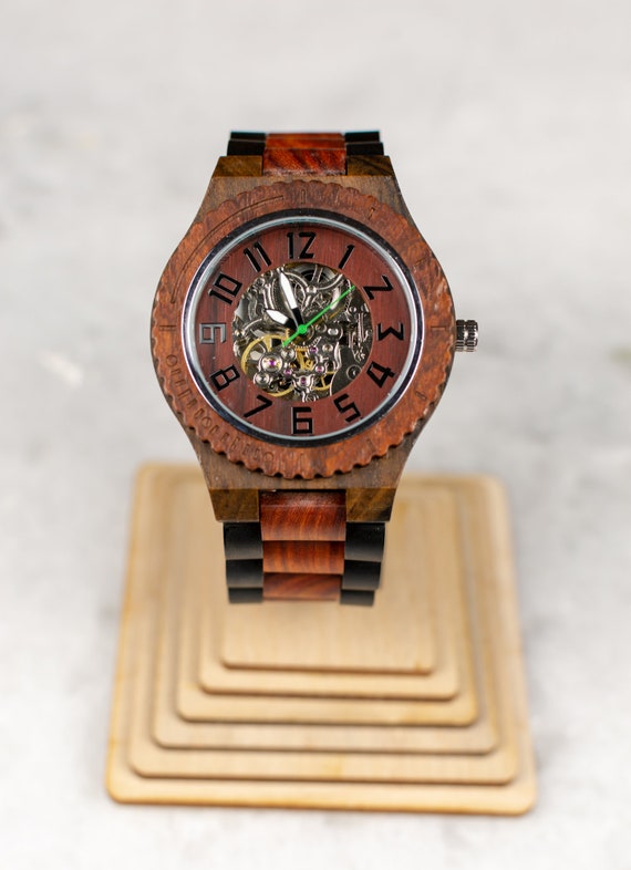 Olive Wood Automatic Watch Unisex Wooden Watch From Different Wood