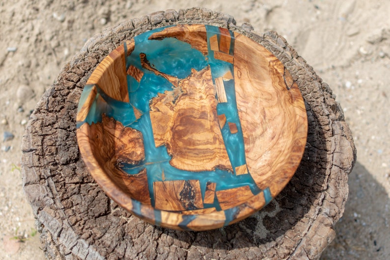 Handmade Wood Epoxy Resin Bowl for Multilple Uses Light Blue Etsy