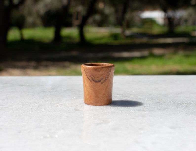 Wooden Shot Glass Made From Olive Wood Handmade shot for tsipouro image 2