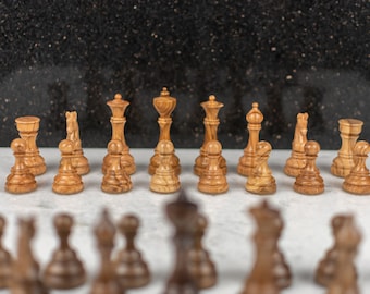 Olive and Walnut Wooden Chess Pieces Set | Handmade Wooden Chess Pieces Set | Chess Set| Chess pieces|Exclusive Chess Set
