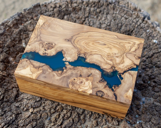 Unique Wood Epoxy Resin Storage Box for Multilple Uses Handcrafted From