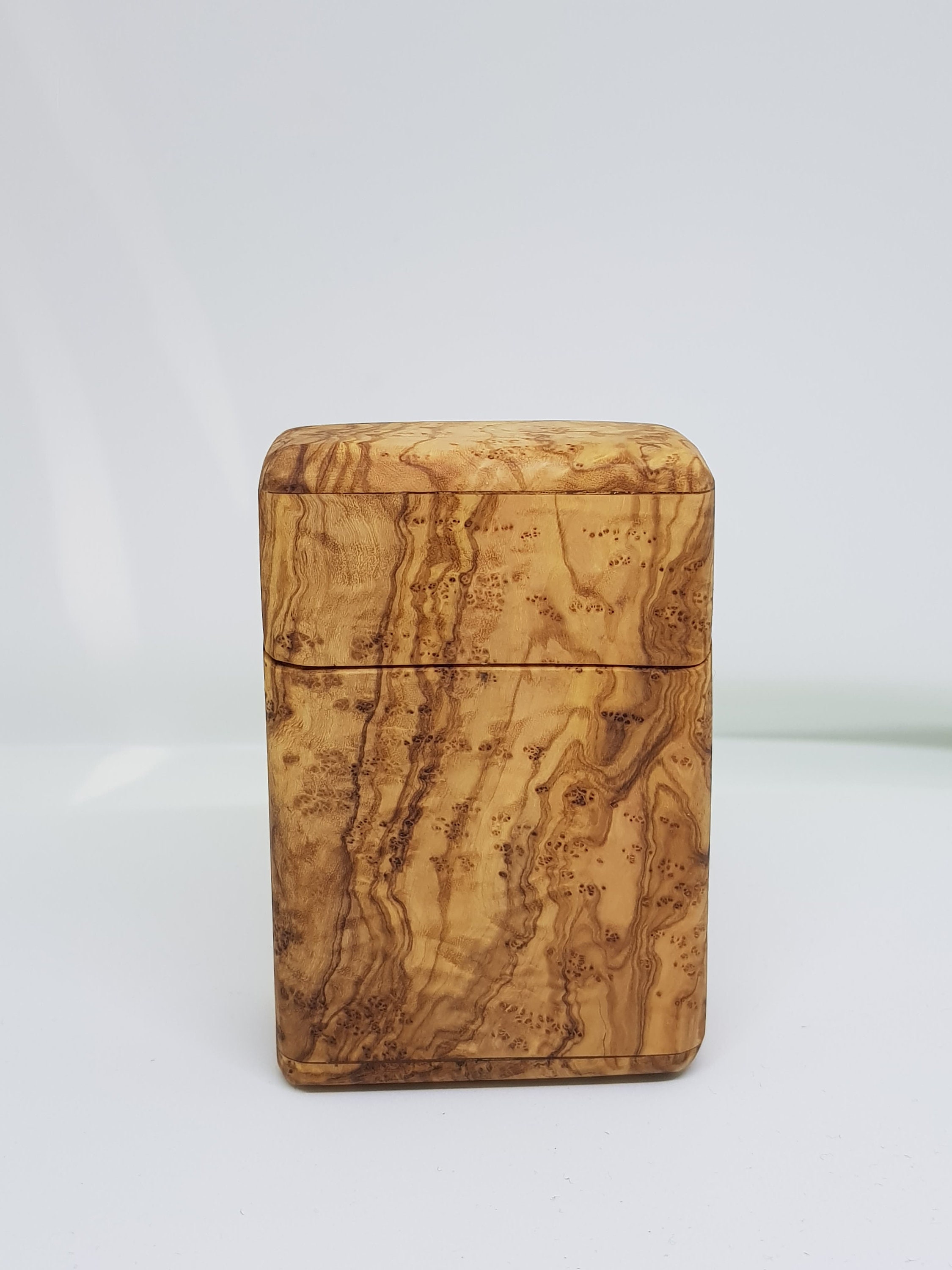 Vintage Cigarette Case 100's Teak Wood Cigarette Holder Box - Mayan Calender