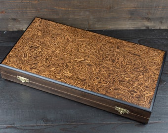 Set da backgammon in legno di noce, tavola da backgammon di lusso, intagliata a mano, giochi classici in legno, antico capolavoro, centrotavola in legno, regalo per lui, grande