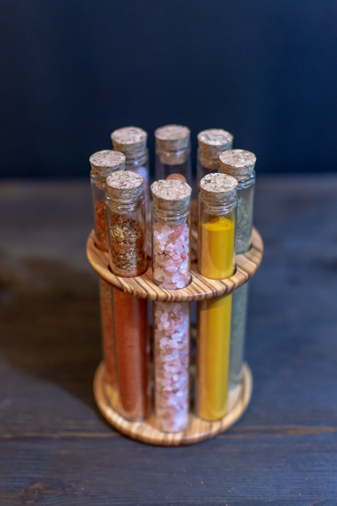 Wooden Round Spice Rack Made of Olive Wood Handmade Wooden - Etsy