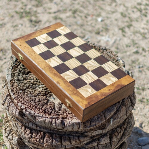 Premium Series From Old Olive Wood Tree | Unique Olive Wood sales Backgammon and Chess Board Game Set -Medium Size - Gifts