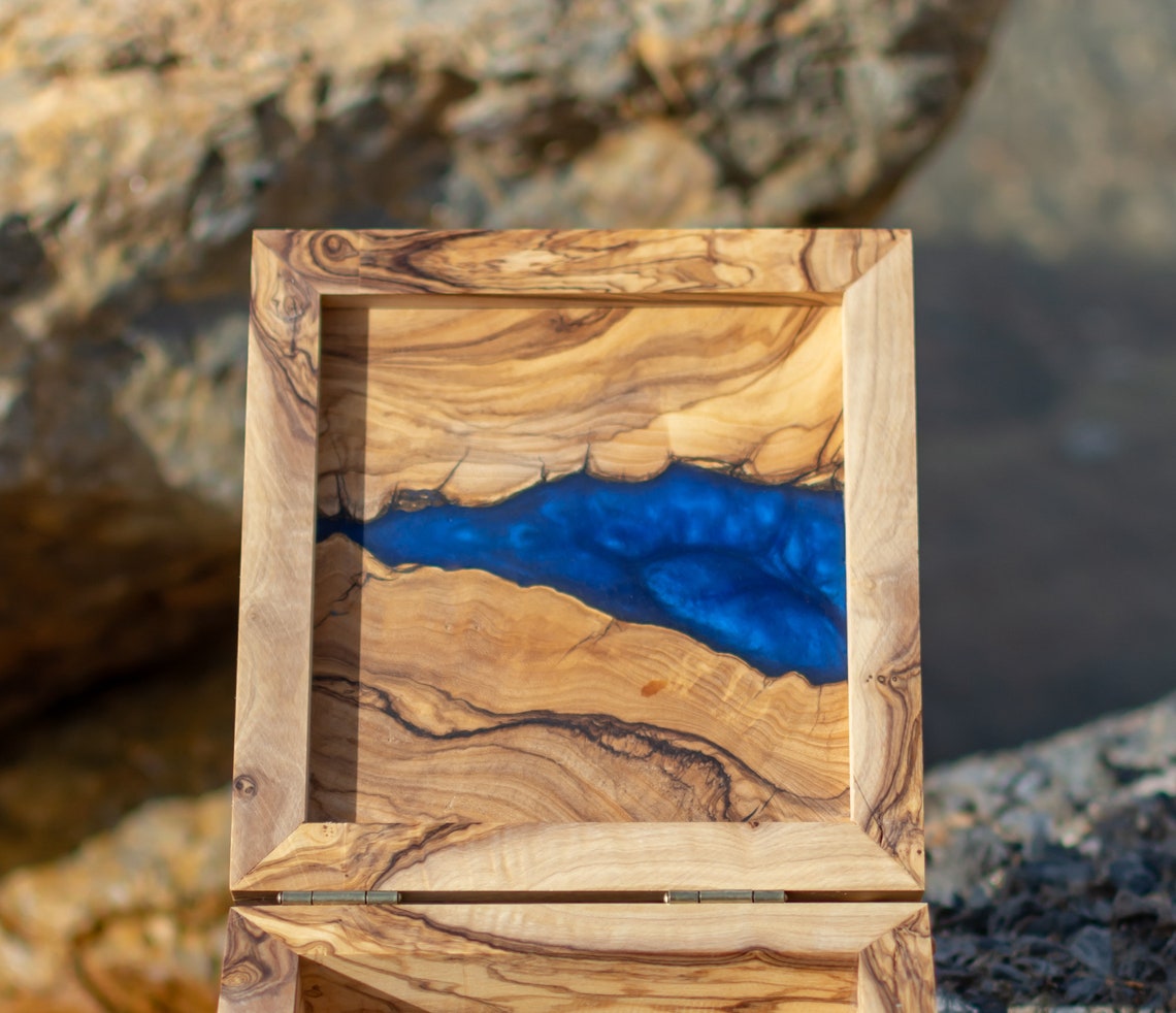 Wood Resin Storage Box For Multilple Uses Hand crafted from Etsy
