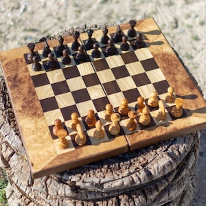 Unique Olive Wood Backgammon and Chess Board Game Set - Medium Size - Gifts