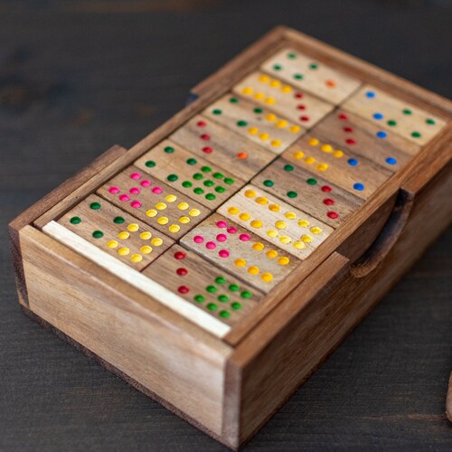 Wooden Domino Game Set Handmade Dominoes Gifts Etsy