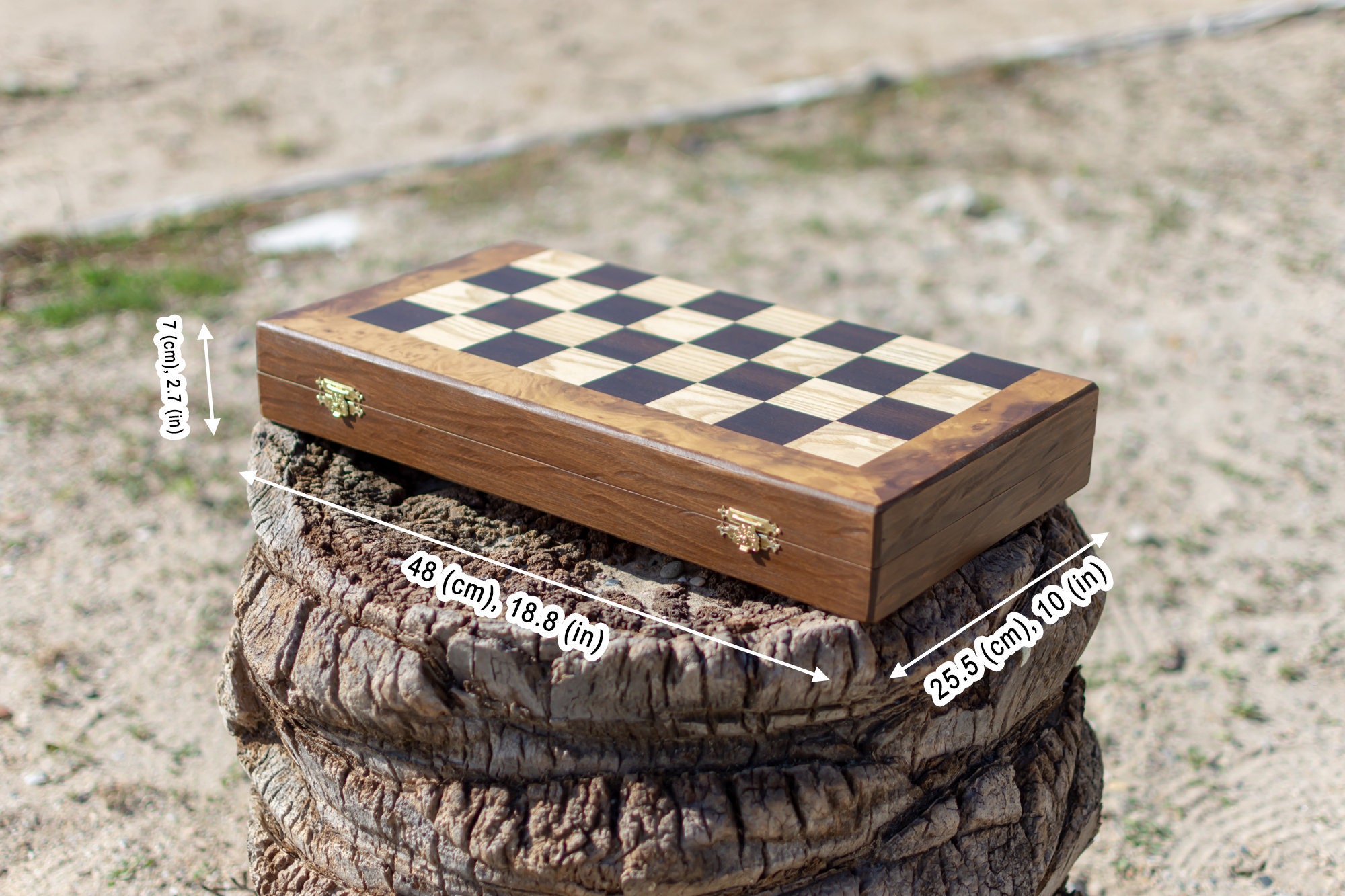 Unique Olive Wood Backgammon and Chess Board Game Set Medium