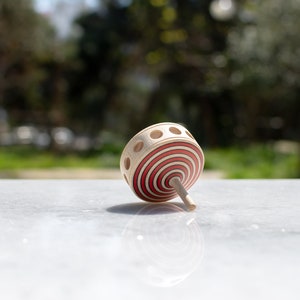 Wooden Spinning Top | Handmade Spinning Top | Handcrafted wooden Toy For Kids in Red Color Combinations