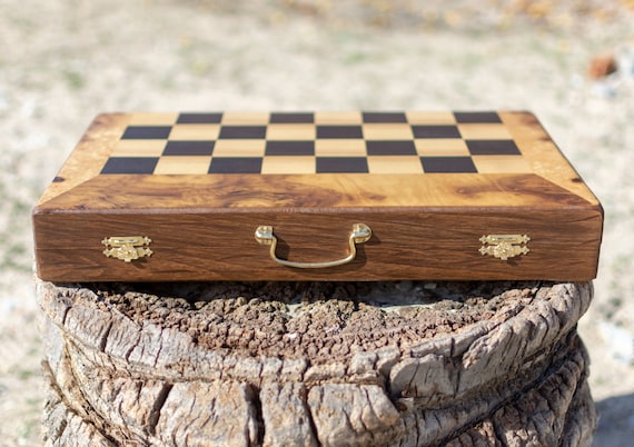 Unique Olive Wood Backgammon and Chess Board Game Set Medium