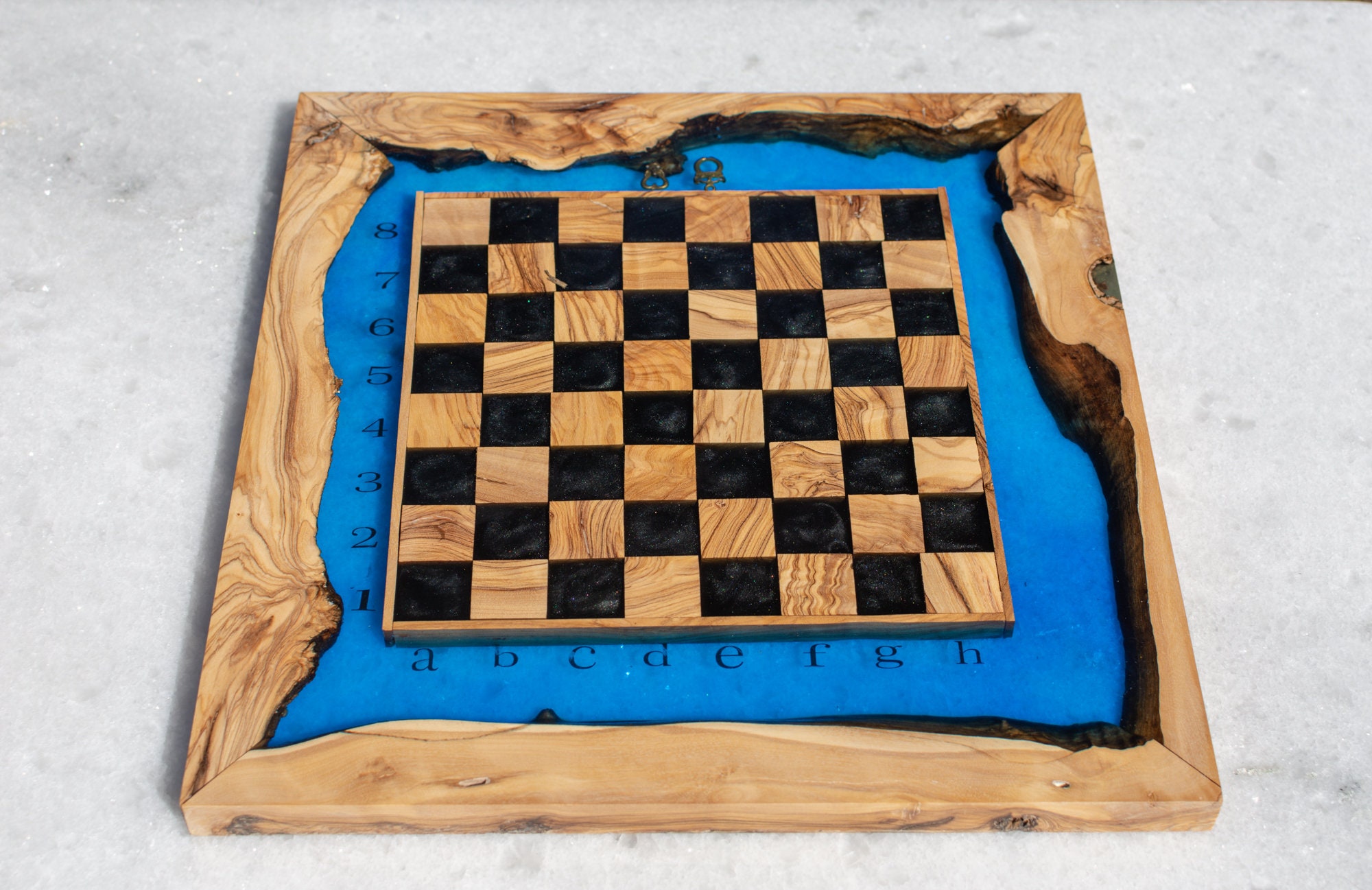 Unique Wooden Chess Board Game Set Handmade with epoxy resin Etsy