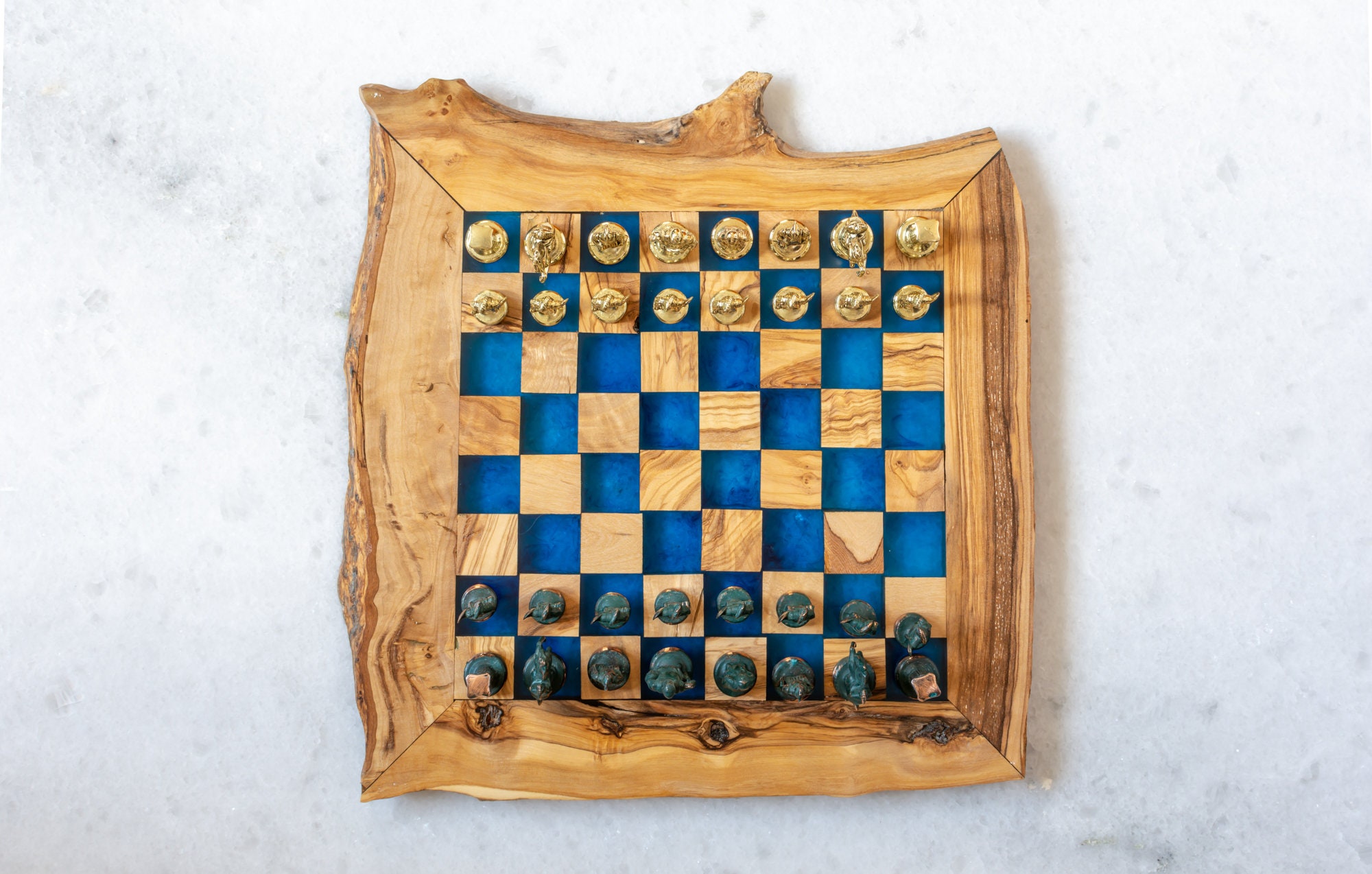 Wood Epoxy Resin Chess Board Game Set Handmade Chess Board Etsy